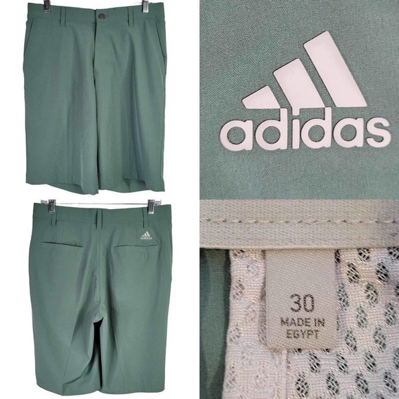 Adidas Men's Golf Shorts Chino Green Size 30 Stretch Pocket Logo Button - Picture 1 of 13